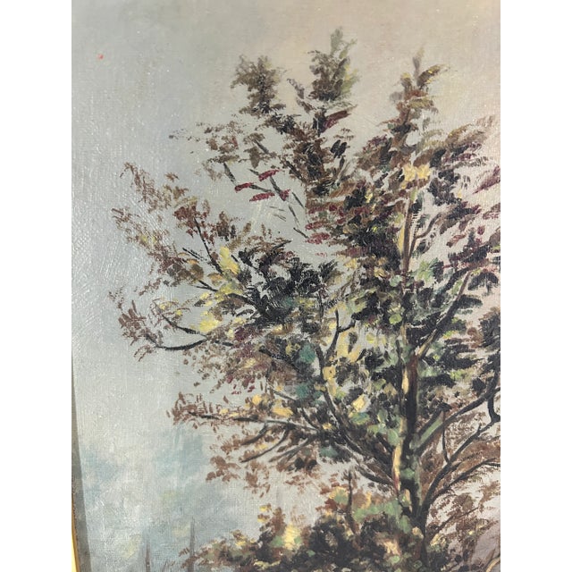 Antique Landscape Painting in Period Lemon Gold Gilt Frame For Sale In Atlanta - Image 6 of 13