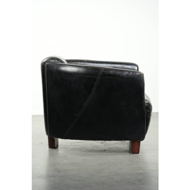 Traditional Vintage Black Cowhide Aviator Lounge Chair For Sale - Image 3 of 13