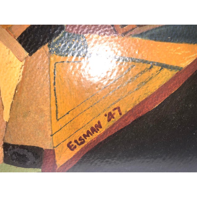 Mid-Century Cubist Abstract Oil Painting by Eisman For Sale - Image 10 of 11