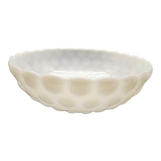 Vintage Anchor Hocking White Milk Glass Bubble Pattern Bowl For Sale