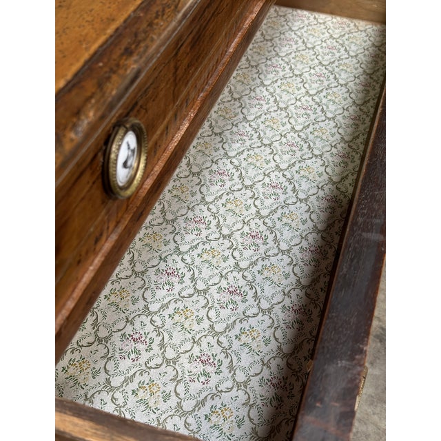 19th Century Italian Neoclassical Walnut Commode Inlay 3 Drawer Chest For Sale - Image 10 of 14