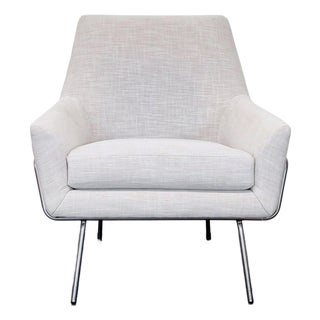 West Elm Contemporary Lounge Accent Chair in Oatmeal Upholstery For Sale