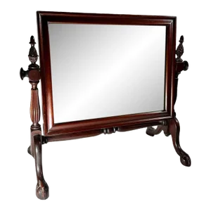 19th Century Chippendale Style Carved Mahogany Footed Dresser Mirror