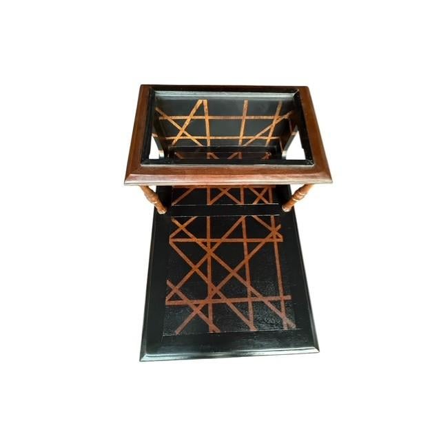 Vintage Custom Postmodern Geometric Accent Table With Plexiglass Display Shelf For Sale In Buffalo - Image 6 of 11