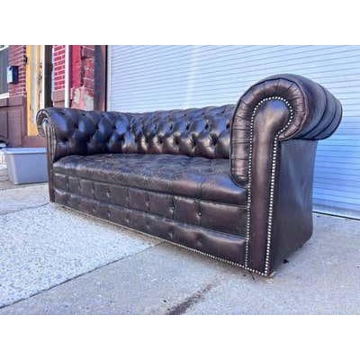 Chesterfield Leather Sofa, Vintage Upholstery, Patina Finish, 1985 For Sale - Image 9 of 17