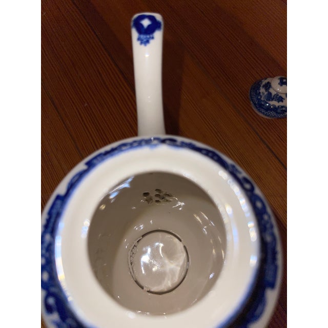 Early 20th Century Blue Willow Japan Coffee Pot, Creamer Jug and Sugar Set- 3 Pieces For Sale - Image 4 of 10