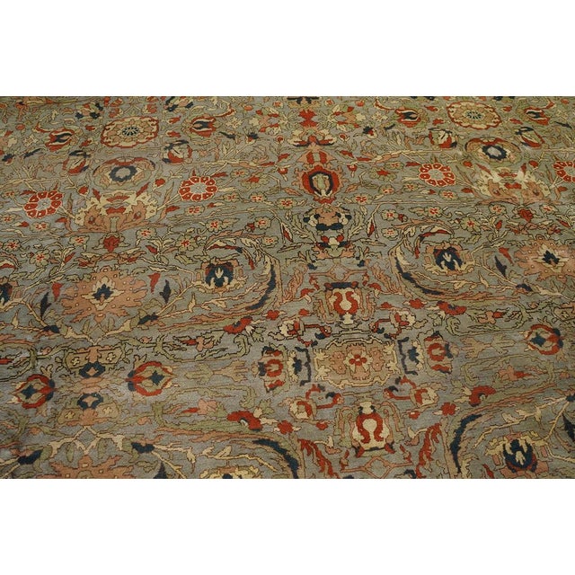 Turkish 1920s Gray Blue Red Antique Turkish Sivas Carpet 13'9" X 15'6" Allover Wool Rug For Sale - Image 3 of 9