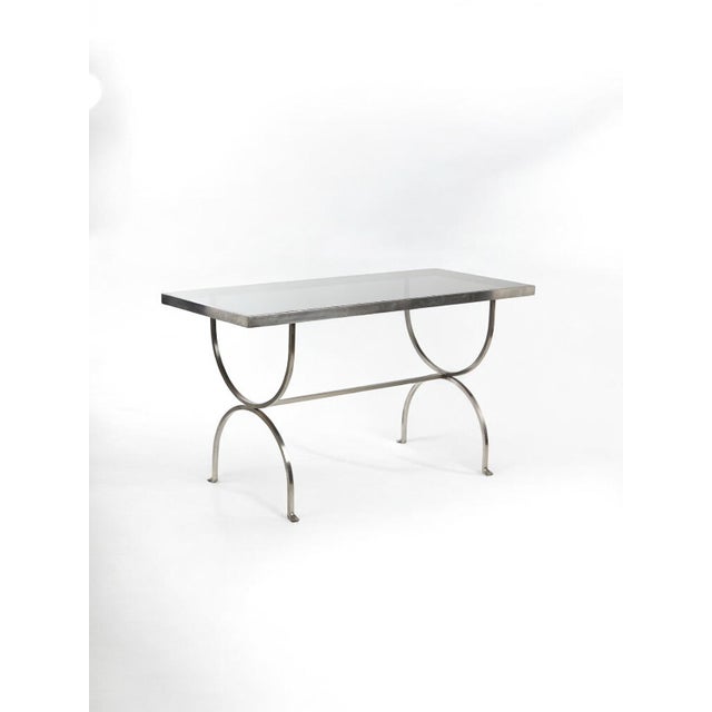 Metal Modernist Brushed Steel and Smoked Glass Console by Maria Pergay, 1970 For Sale - Image 7 of 7