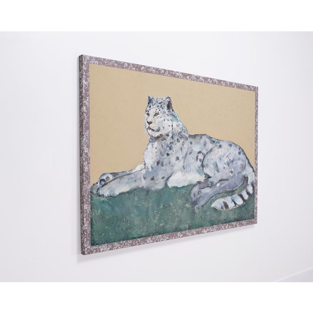 French Provincial Ira Yeager 20th C. Snow Leopard Oil Canvas Painting 6 Ft For Sale - Image 3 of 18