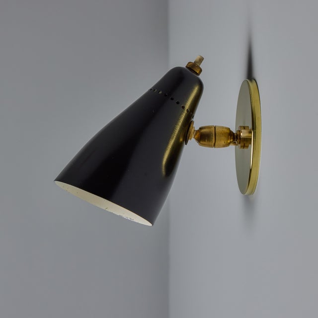 Black 1950s Giuseppe Ostuni Model #101 Black Articulating Sconces for O-Luce, Unmarked - A Pair For Sale - Image 8 of 12