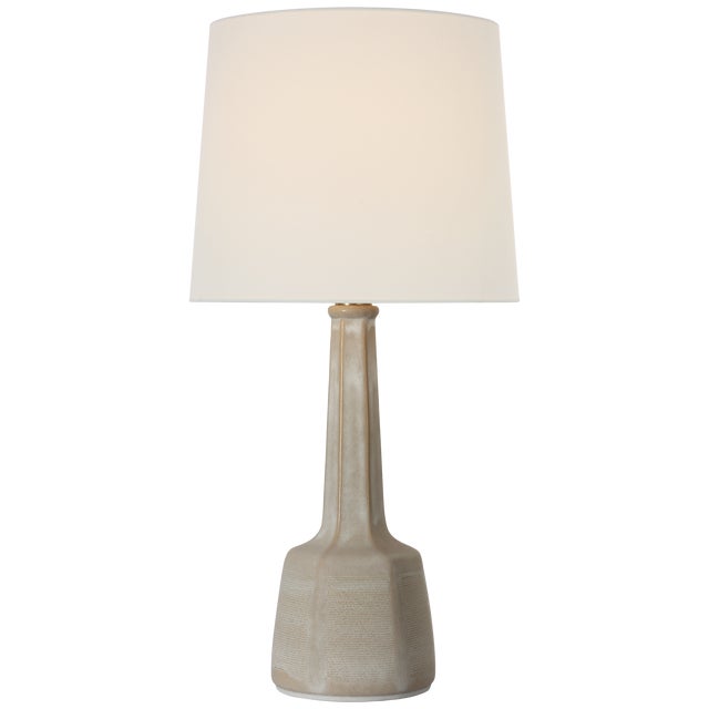 Traditional Chapman & Myers by Visual Comfort Signature Lerio 31" Table Lamp in Dusted Stone with Linen Shade For Sale - Image 3 of 3