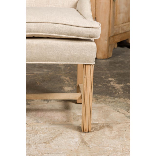 1920s English Upholstered Stool with Slightly Raised Back For Sale - Image 12 of 12