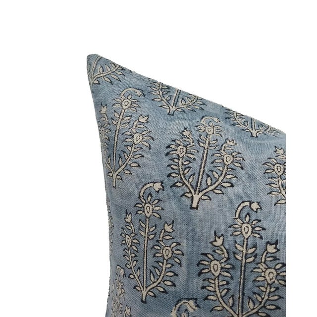 Linen Pillow Cover by Block Printed Design 22x22 Inch Neel Gagan For Sale - Image 4 of 5