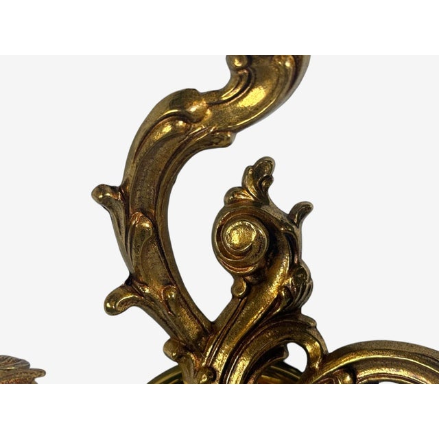 Metal Late 20th Century Louis XV Rococo, Candle Holder Sconces, Bronze, Plastic, France For Sale - Image 7 of 10