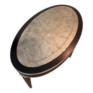 Vintage Ethan Allen Neoclassical Hollywood Regency Oval Cocktail Table For Sale