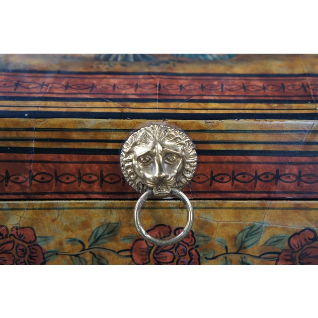 Yellow 1990s Maitland - Smith Attributed Lacquered Chinoiserie Dome Top Lion Handle Storage Keepsake Box For Sale - Image 8 of 12