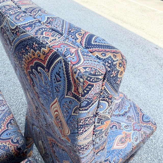 Postmodern Blue and Orange Parsons Dining Chairs by Preview - Set of 6 For Sale - Image 9 of 12