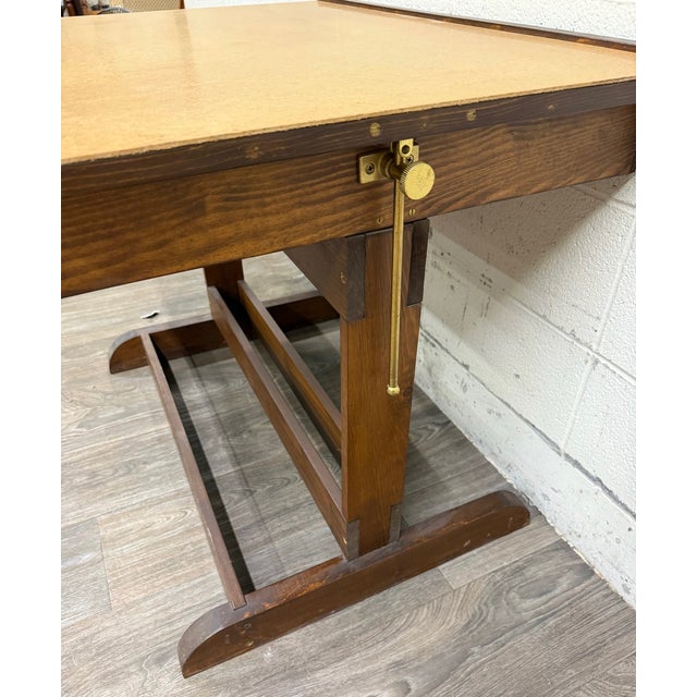 Vintage Adjustable Architect Drafting Table With Storage Compartment For Sale - Image 9 of 16