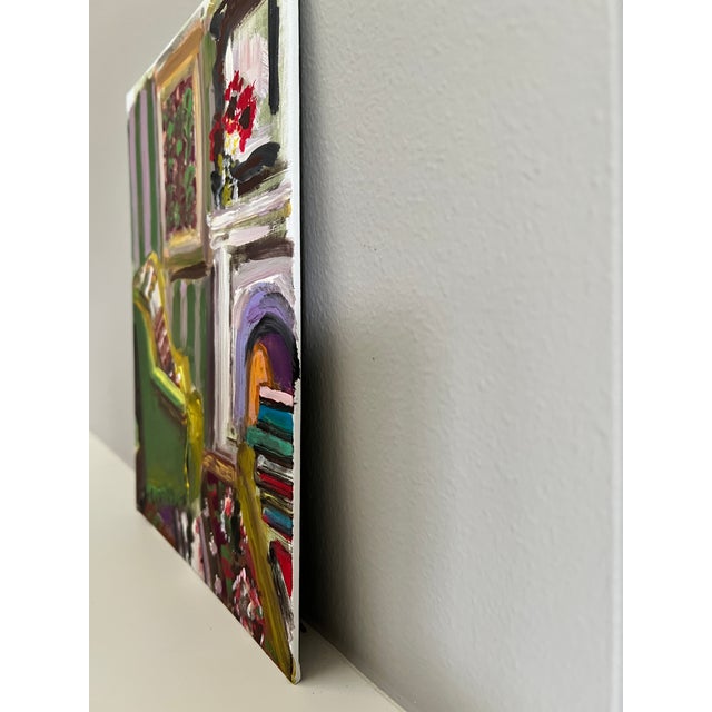 Painting of an Interior Original Art "Fireside" by Shann Spishak For Sale - Image 4 of 6