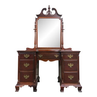 Vintage Thomasville Mahogany Vanity Dressing Table With Mirror For Sale