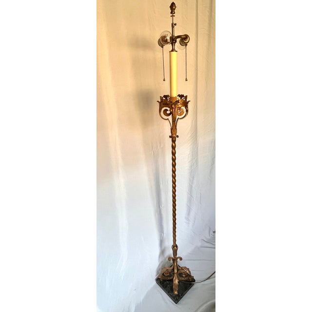 Vintage Gilt Bronze Floor Lamp W/Marble Base For Sale - Image 13 of 13