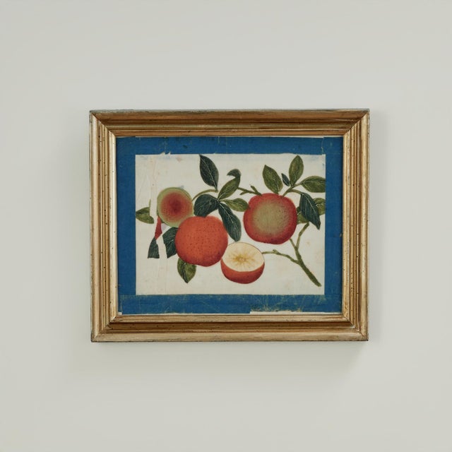 Blue Set of Nine Antique Chinese Botanical Fruit Paintings on Pith Paper For Sale - Image 8 of 18