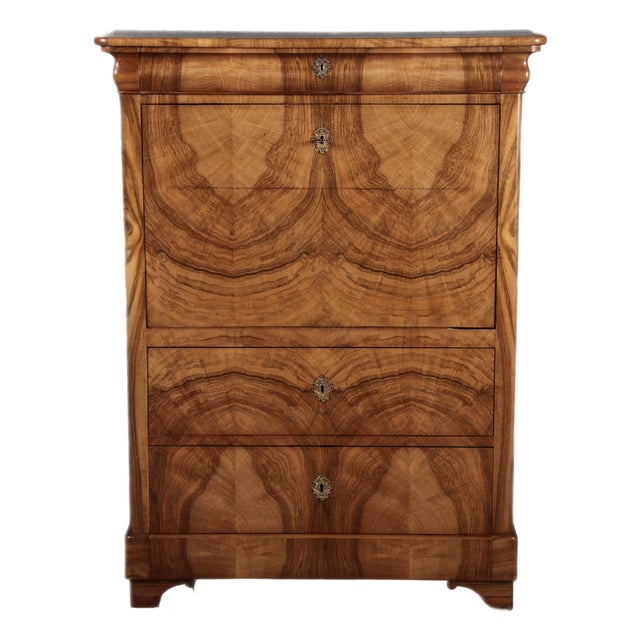 Antique Biedermeier Louis Phillipe Secretaire in Walnut, 1840 For Sale