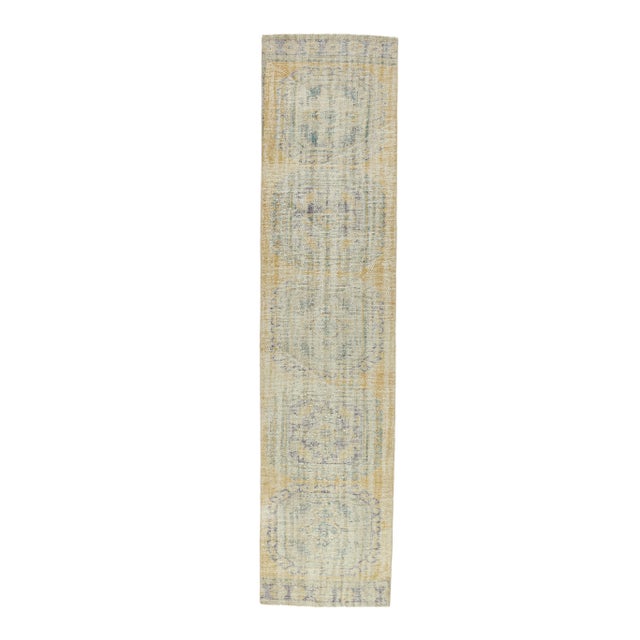 Yellow 1970s Turkish Oushak Wool Distressed Rug For Sale - Image 8 of 8