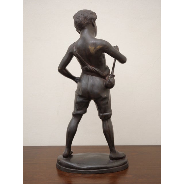 After Auguste Moreau, Statue Of A Boy with A Flute, Bronze For Sale - Image 9 of 11