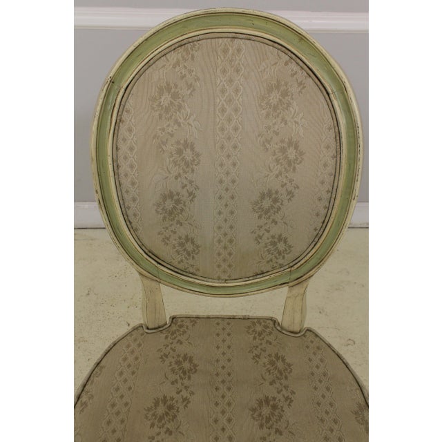 French Louis XVI Style Paint Decorated Dining Room Chairs For Sale - Image 9 of 13