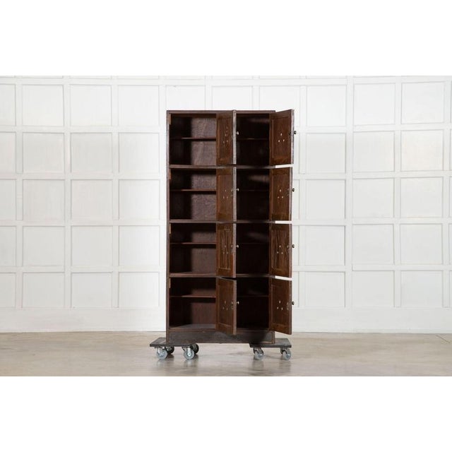 circa 1900 English Pine Locker Cabinet W77 x D36 x H164.5 cm Internal shelf depth 15 cm Weight 35 Kg