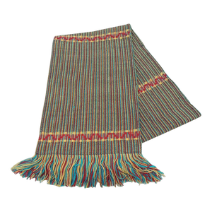 Vintage Green and Red Woven Moroccan Sash Textile With Fringes