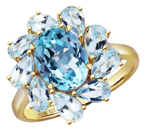 Kai Mellissa 8.60ctw Topaz Aquamarine Ring in 14k Solid Gold (All Sizes Available)