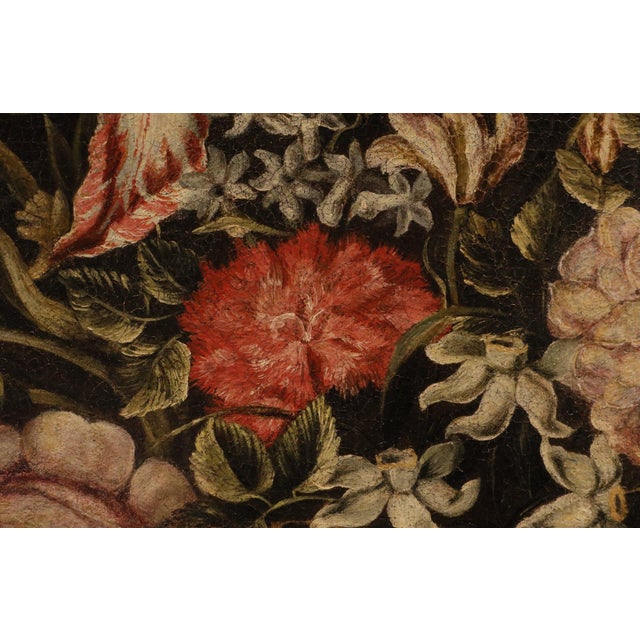 Maestro dei Vasi a Grottesche, Flower Composition in a Renaissance Vase, 17th Century, Oil Painting on Canvas, Framed For Sale - Image 8 of 15