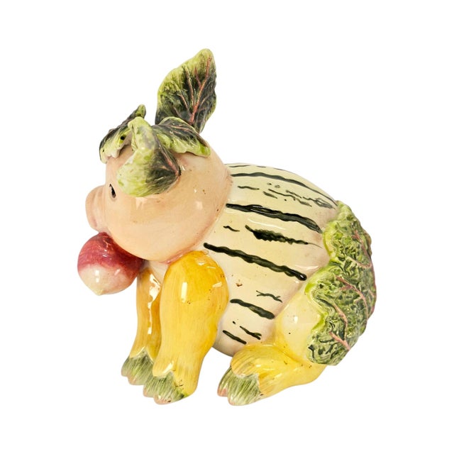 French 1990s Fitz and Floyd French Market Figural Pig Ceramic Sculpture For Sale - Image 3 of 11