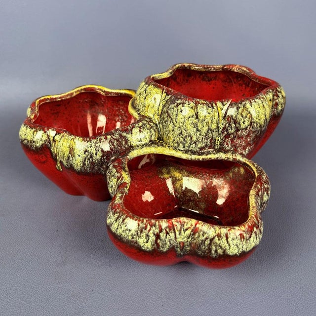 Red Cast Majolica Centerpiece, 1970s For Sale - Image 7 of 13