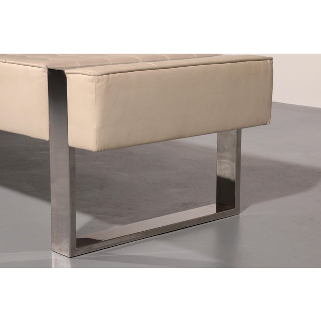 German Leather Bench with Chrome Base, 1980 For Sale - Image 10 of 13