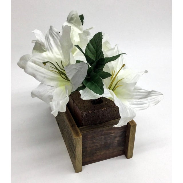Rustic Wood Flower Frog Brick Vase by Some Like It Rough For Sale - Image 4 of 9
