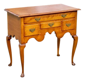 Antique Queen Anne New England Tiger Maple Lowboy / Dressing Table