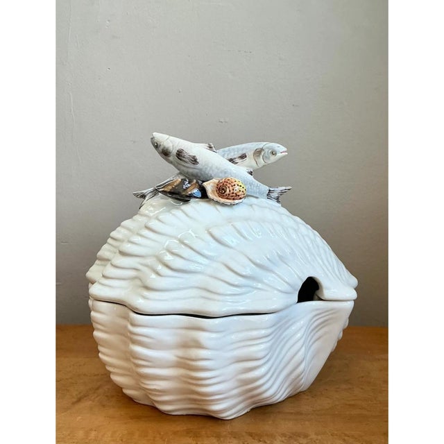Vintage Italian Glazed Ceramic Fish Tureen For Sale - Image 10 of 12