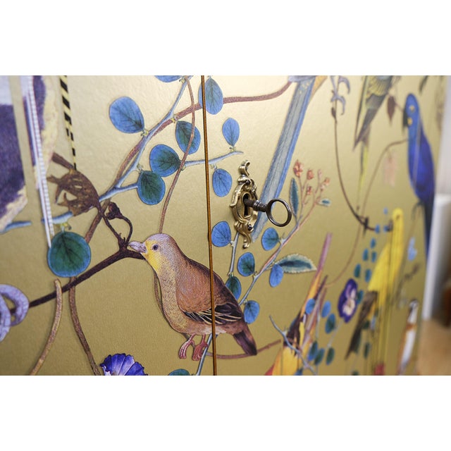 Swedish Gold Cabinet with Christian Lacroix Wallpaper, 1950s For Sale - Image 10 of 11