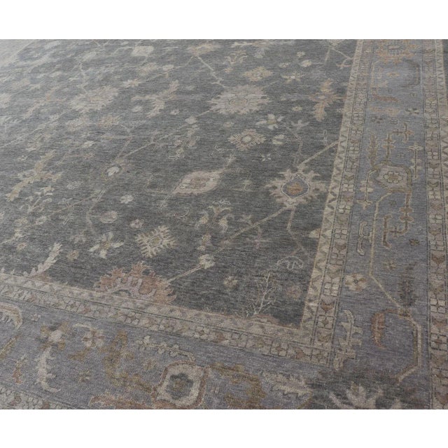 Large Hand-Knotted Oushak Wool Rug by Keivan Woven Arts 11'10 X 15'2 For Sale In Atlanta - Image 6 of 12