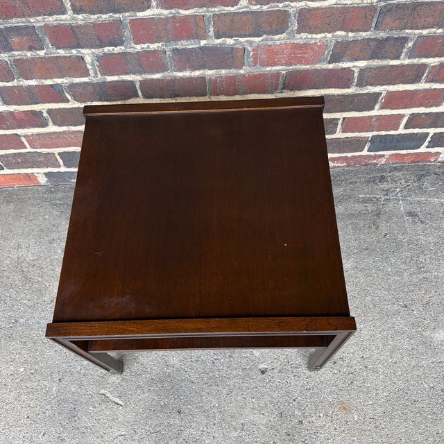 Mid 20th Century Edward Wormley for Dunbar Mid-Century Modern Mahogany Side Table With Lower Shelf For Sale - Image 5 of 9