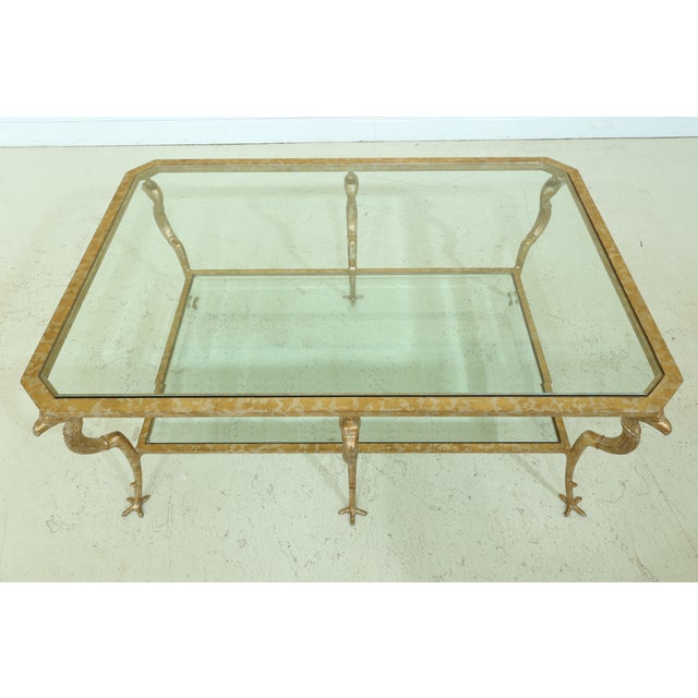 Marge Carson Large Gold Regency Glass Top Coffee Table Chairish