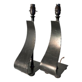 Vintage Wrought Iron Lamps with Asymmetric Design, Set of 2 For Sale