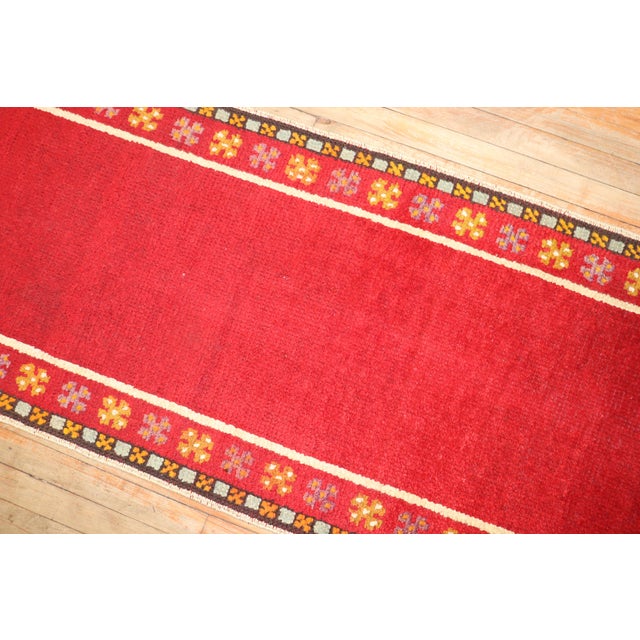 Narrow Red Mid 20th Century Turkish Runner, 2'5'' X 10'11'' For Sale In New York - Image 6 of 9