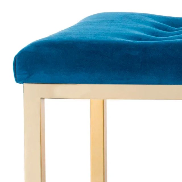2020s Velvet Bench in Navy & Brass For Sale - Image 5 of 7