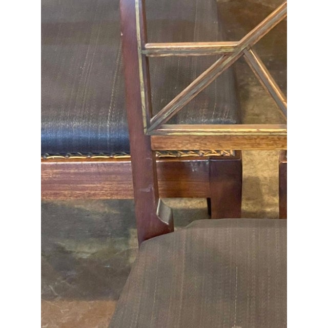 19th Century Set of Northern European Walnut and Brass Dining Chairs For Sale - Image 5 of 9
