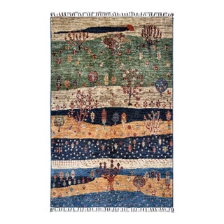 Green Persian Style Gabbeh Rug, 03'01 X 04'10 For Sale