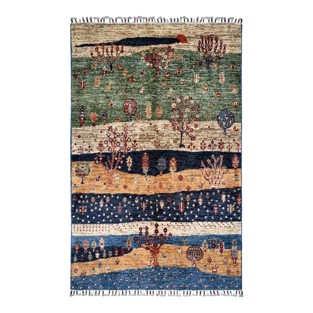 Green Persian Style Gabbeh Rug, 03'01 X 04'10 For Sale